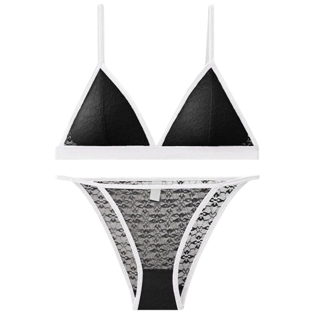 三角ブラ ふんどしショーツ 上下セット レディース 女性下着 インナー ブラジャー ふんどし型パンツ パンティ 透け感 サイドストリング セクシー おしゃれ 女性用