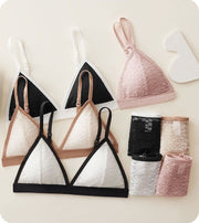 三角ブラ ふんどしショーツ 上下セット レディース 女性下着 インナー ブラジャー ふんどし型パンツ パンティ 透け感 サイドストリング セクシー おしゃれ 女性用