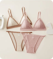 三角ブラ ふんどしショーツ 上下セット レディース 女性下着 インナー ブラジャー ふんどし型パンツ パンティ 透け感 サイドストリング セクシー おしゃれ 女性用