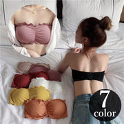 ストラップレスブラ ストラップレス チューブトップ ブラ 肩紐なし レディース 女性用 インナー ブラジャー ギャザー フリル 見せブラ 下着 ブラック 黒 ホワイト 白 ピンク 魅せるインナー