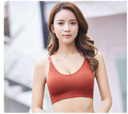 ハーフトップブラ ノンワイヤー ブラジャー レディース インナー パッド付き 女性下着 肌着 リブ 無地 ソリッドカラー シンプル カジュアル ラフ リラックス