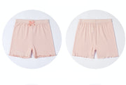 ショートパンツ インナーパンツ ぺチパンツ キッズ ジュニア 女の子 子供用 オーバーパンツ ショートレギンス スパッツ インナー フリル裾 リボン ウエストゴム 見え防止 お洒落 かわいい