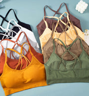 スポーツブラ ノンワイヤーブラ ブラジャー ハーフトップブラ ヨガブラ バックリング バッククロス Xバック レディース 女性 インナー 下着 シンプル 単色 無地 お洒落 可愛い カジュアル スポーティー ランニング ジム スポーツクラブ フィットネス ピラティス 運動 ダンス 体操 伸縮 通気性