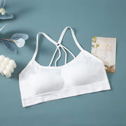 スポーツブラ ノンワイヤーブラ ブラジャー ハーフトップブラ ヨガブラ バックリング バッククロス Xバック レディース 女性 インナー 下着 シンプル 単色 無地 お洒落 可愛い カジュアル スポーティー ランニング ジム スポーツクラブ フィットネス ピラティス 運動 ダンス 体操 伸縮 通気性