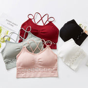 スポーツブラ レディース 女性用 インナー 単品 ブラトップ ノンワイヤー 下着 ブラジャー 細ストラップ パッド付き 取り外し可能 ハーフトップブラ シンプル リブ おしゃれ 運動 ヨガ 筋トレ ランニング ジョギング マラソン 女の子 婦人用 黒 白 ピンク グレー 赤