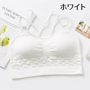 スポーツブラ レディース 女性用 インナー 単品 ブラトップ ノンワイヤー 下着 ブラジャー 細ストラップ パッド付き 取り外し可能 ハーフトップブラ シンプル リブ おしゃれ 運動 ヨガ 筋トレ ランニング ジョギング マラソン 女の子 婦人用 黒 白 ピンク グレー 赤