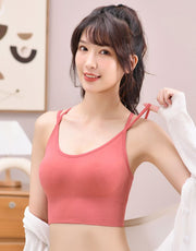 スポーツブラ ノンワイヤー ブラジャー レディース 女性 インナー 下着 ブラ バッククロス おしゃれ かわいい シンプル 単色