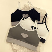 ジュニアブラ キッズブラ ハーフトップ スポーツブラ ブラジャー 単品 女の子 子供用 ノンワイヤーブラ パット付き ハート かわいい