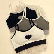 ジュニアブラ キッズブラ ハーフトップ スポーツブラ ブラジャー 単品 女の子 子供用 ノンワイヤーブラ パット付き ハート かわいい