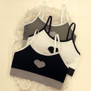 ジュニアブラ キッズブラ ハーフトップ スポーツブラ ブラジャー 単品 女の子 子供用 ノンワイヤーブラ パット付き ハート かわいい