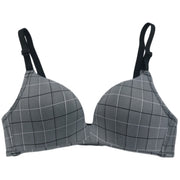 ブラジャー 3/4カップブラ 単品 レディース 女性 インナー 下着 2列 3段ホック チェック柄 格子柄 カジュアル お洒落 普段使い 婦人用