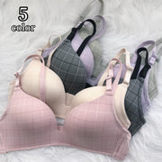 ブラジャー 3/4カップブラ 単品 レディース 女性 インナー 下着 2列 3段ホック チェック柄 格子柄 カジュアル お洒落 普段使い 婦人用