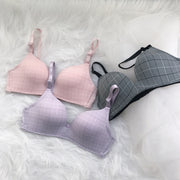 ブラジャー 3/4カップブラ 単品 レディース 女性 インナー 下着 2列 3段ホック チェック柄 格子柄 カジュアル お洒落 普段使い 婦人用