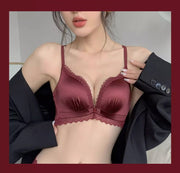 ブラジャー 単品 フルカップブラ レディース インナー フロントホック 下厚パッド 光沢 レース 女性用 下着 アンダーウエア ワイン ブラック グリーン