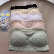 ストラップレスブラ チューブトップ カップ付き レディース 女性用 インナー 下着 ベアトップブラ 単品 無地 レース パッド付き ノンワイヤー ブラジャー 肩紐なし シンプル 可愛い おしゃれ 婦人用 白 ベージュ ピンク 緑 黒