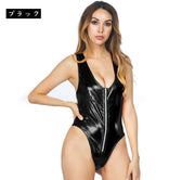 レオタード セクシーランジェリー レディース 光沢 前チャックあり ハイレグ コスチューム ナイトウェア SEXY 大人