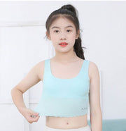 ジュニアブラ ハーフトップ シームレス スポーツブラ 子供用 パッド付 ブラジャー 下着 インナー カップ付 ホワイト130cm 140cm  無地 シンプル 小学生 中学生 女の子 女子  白 ピンク 通気性 伸縮性 150 160 170 130cm 140cm 150cm
