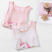 タンクトップ インナー 2枚セット 子供服 キッズ ジュニア 女の子 トップス ラウンドネック ノースリーブ 下着 肌着 ユニコーン プリント かわいい おしゃれ 涼しい 定番 部屋着 寝間着 ルームウェア 女児 白 ピンク