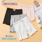 オーバーパンツ ショートパンツ インナーパンツ キッズ 女の子 ペチパンツ 見せパン 3分丈 かわいい リボン メロウフリル キュート おしゃれ 通園 通学 単色 無地 シンプル デイリー スパッツ