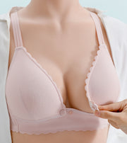 マタニティブラ 授乳ブラ レディース ブラジャー ノンワイヤー 女性 下着 インナー フロントオープン 前開き スナップボタン 産前 産後 肩紐長さ調節可能 ピンク ブルー ベージュ シンプル かわいい やわらか 軽量 軽い