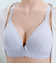 マタニティブラ 授乳ブラ レディース ブラジャー ノンワイヤー 女性 下着 インナー フロントオープン 前開き スナップボタン 産前 産後 肩紐長さ調節可能 ピンク ブルー ベージュ シンプル かわいい やわらか 軽量 軽い