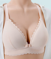 マタニティブラ 授乳ブラ レディース ブラジャー ノンワイヤー 女性 下着 インナー フロントオープン 前開き スナップボタン 産前 産後 肩紐長さ調節可能 ピンク ブルー ベージュ シンプル かわいい やわらか 軽量 軽い