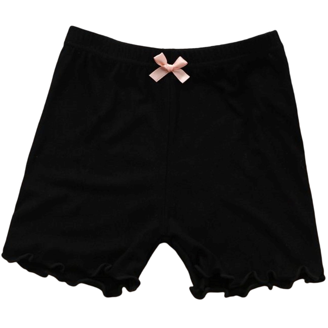 ペチパンツ オーバーパンツ タップパンツ 女の子 キッズ 子供用 ジュニア インナーボトムス 無地 メロウフリル リボン チラ見え防止 安全ショーツ 下着 肌着 定番 シンプル 可愛い 透け防止 部屋着 ガールズ 女児 黒 グレー 白 ピンク