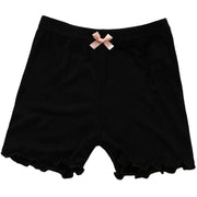 ペチパンツ オーバーパンツ タップパンツ 女の子 キッズ 子供用 ジュニア インナーボトムス 無地 メロウフリル リボン チラ見え防止 安全ショーツ 下着 肌着 定番 シンプル 可愛い 透け防止 部屋着 ガールズ 女児 黒 グレー 白 ピンク