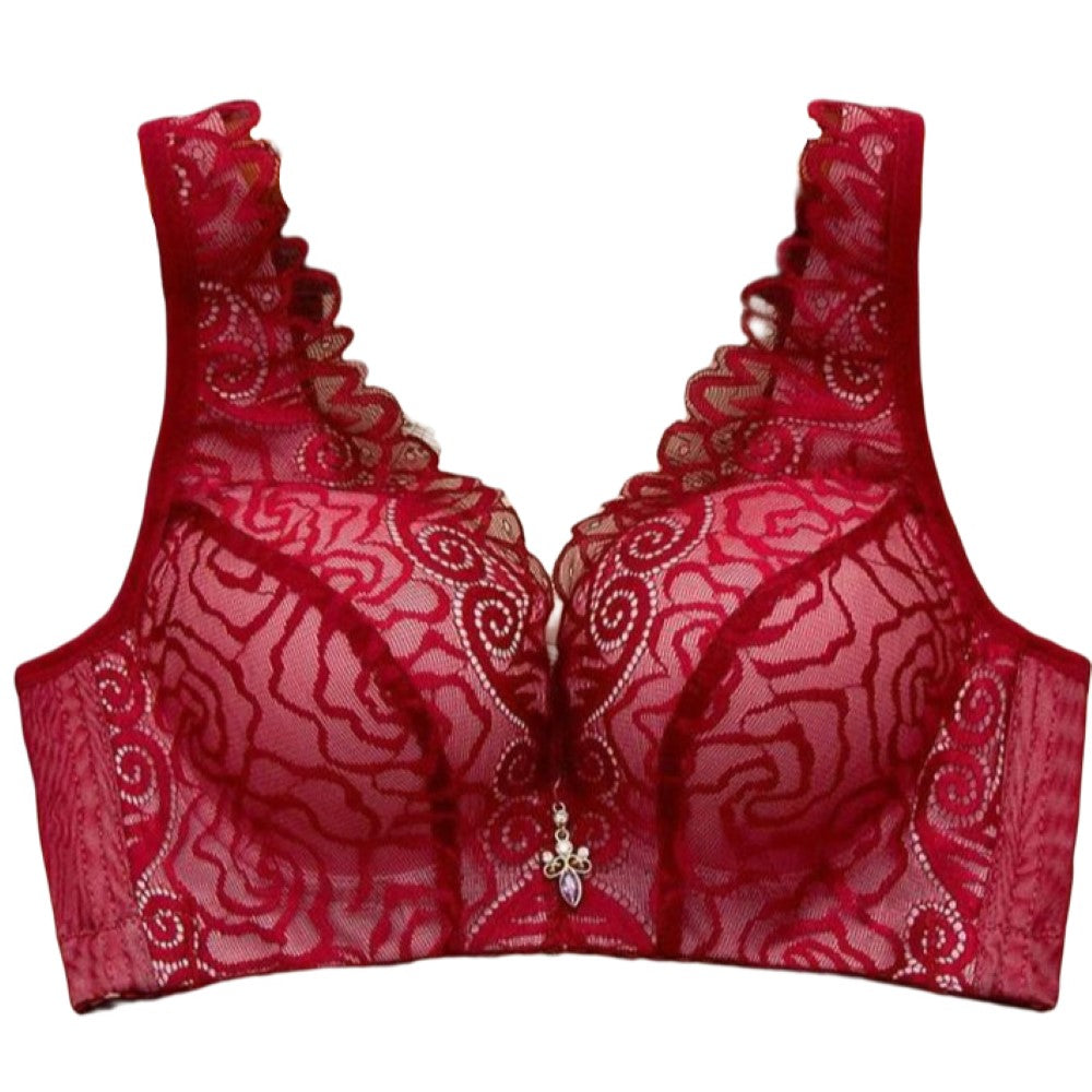 ブラジャー 3/4カップ 単品 レディース 女性下着 ブラ 脇高 総レース チャーム付き 4列4段ホック インナー 肩紐調節可能 セクシー 婦人下着 おしゃれ 可愛い