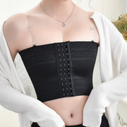 ハーフトップ ナベシャツ 補正下着 胸つぶし バストつぶし さらしブラ レディース 女性 インナー 下着 アンダーウェア 3列ホック クリアストラップ ブラック ベージュ シンプル 使いやすい 男装 コスプレ用