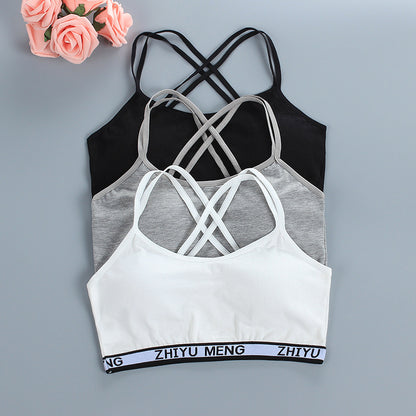 ジュニアブラ ブラジャー ハーフトップブラ バッククロス ダブルストラップ カップ付き 商品画像5