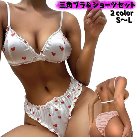 三角ブラ＆ショーツセット レディース インナー 女性 ブラジャー パンツ 商品画像