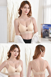 ブラジャー 三角ブラ レディース ノンワイヤー 下着 カップ付きインナー レース リボン リブ ギャザー 美背中 バックシャン