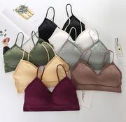 ブラジャー レディース ノンワイヤー 下着 カップ付きインナー リブ 無地 美背中 バックシャン バックコンシャス シンプル フリーサイズ