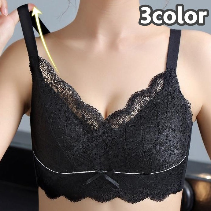 ブラジャー フルカップブラ 単品 レディース 女性 インナー 下着 レース リボン 4段ホック シンプル お洒落 大人可愛い 普段使い 婦人用
