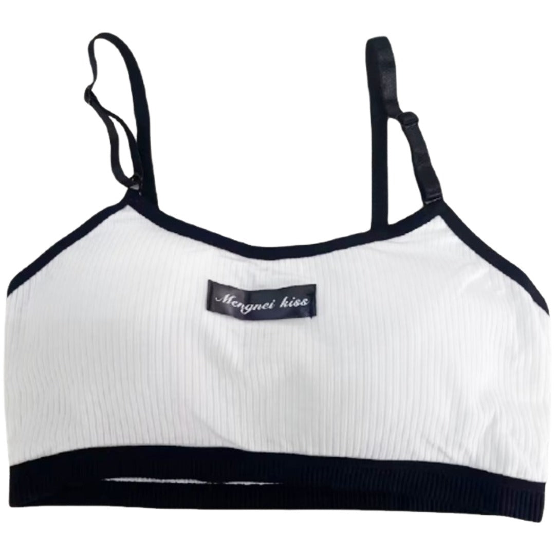 スポーツブラ ブラジャー ノンワイヤー レディース 女性用 インナー 単品 下着 細ストラップ パッド付き 取り外し可能 スポブラ 学生