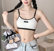 スポーツブラ ブラジャー ノンワイヤー レディース 女性用 インナー 単品 下着 細ストラップ パッド付き 取り外し可能 スポブラ 学生