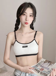 スポーツブラ ブラジャー ノンワイヤー レディース 女性用 インナー 単品 下着 細ストラップ パッド付き 取り外し可能 スポブラ 学生
