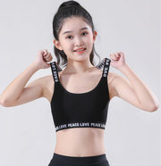 ジュニアブラ スポーツブラ 子供用 キッズ ジュニア 女の子 女子 ガール 下着 ブラジャー 英字ロゴ バッククロス シンプル 小学生 中学生 ハーフトップ インナー 肌着