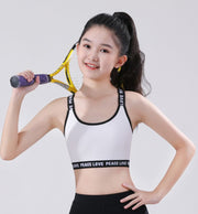 ジュニアブラ スポーツブラ 子供用 キッズ ジュニア 女の子 女子 ガール 下着 ブラジャー 英字ロゴ バッククロス シンプル 小学生 中学生 ハーフトップ インナー 肌着