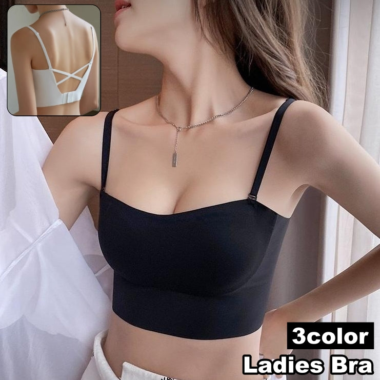 ハーフトップブラ ノンワイヤーブラ ブラジャー シームレス レディース 女性 婦人 下着 インナー バッククロス カップ付き ノンワイヤー シンプル リラックス おしゃれ 普段使い デイリー おうち時間