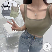 ブラトップ カップ付き レディース 女性 インナー ブラジャー 下着 タンクトップ パッド付き 無地 単色 シンプル デイリー