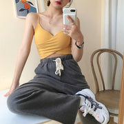 キャミソール ショート丈 レディース 女性 ノースリーブ Vネック リブ 重ね着 お洒落 可愛い 普段使い お出かけ シンプル