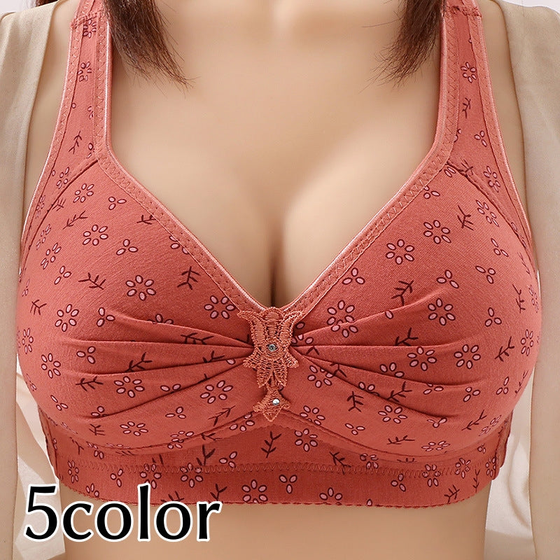ブラジャー 単品 レディース インナー 3段ホック ノンワイヤー 花柄 脇高 綺麗 可愛い おしゃれ リラックス 婦人用 女性用 オレンジ 肌色 赤 ピンク カーキ