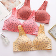 ブラジャー 単品 レディース インナー 3段ホック ノンワイヤー 花柄 脇高 綺麗 可愛い おしゃれ リラックス 婦人用 女性用 オレンジ 肌色 赤 ピンク カーキ
