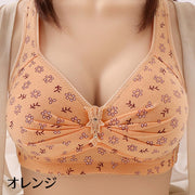 ブラジャー 単品 レディース インナー 3段ホック ノンワイヤー 花柄 脇高 綺麗 可愛い おしゃれ リラックス 婦人用 女性用 オレンジ 肌色 赤 ピンク カーキ