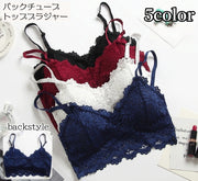 ノンワイヤーブラ 単品 レディース 花柄レース バックチューブトップ ホックなし 女性下着 ショルダーストラップ付 単色 セクシー フェミニン きれいめ 大人上品 おしゃれ かわいい エレガント 婦人用