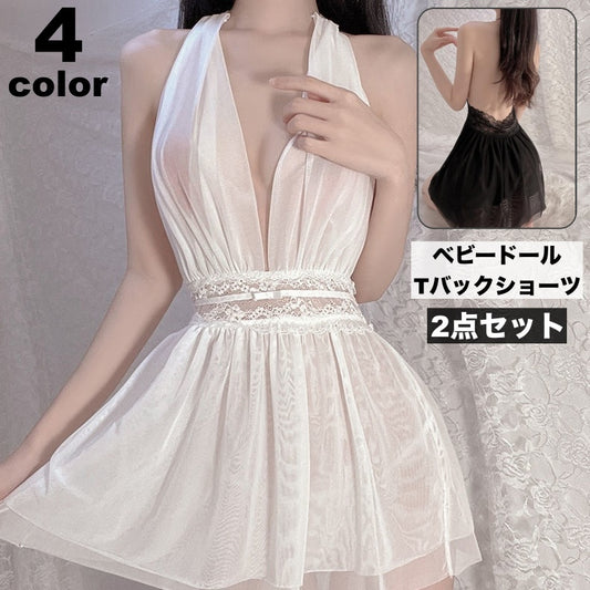 ベビードール Tバックショーツ 2点セット レディース 女性 ランジェリー 商品画像