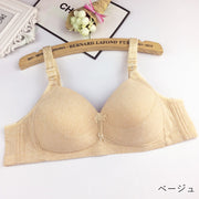 ブラジャー フルカップブラ レディース 女性 インナー 下着 ノンワイヤー 幅広 3段ホック 背中開き バックオープン 刺繍 無地 ダークグレー ベージュ シンプル 可愛い キュート