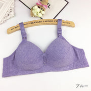 ブラジャー フルカップブラ レディース 女性 インナー 下着 ノンワイヤー 幅広 3段ホック 背中開き バックオープン 刺繍 無地 ダークグレー ベージュ シンプル 可愛い キュート